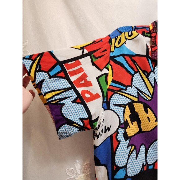Reason Mens Large Shirt Button Up Pop Art Retro Comic Graphic Wild Colorful Geek - Picture 3 of 14